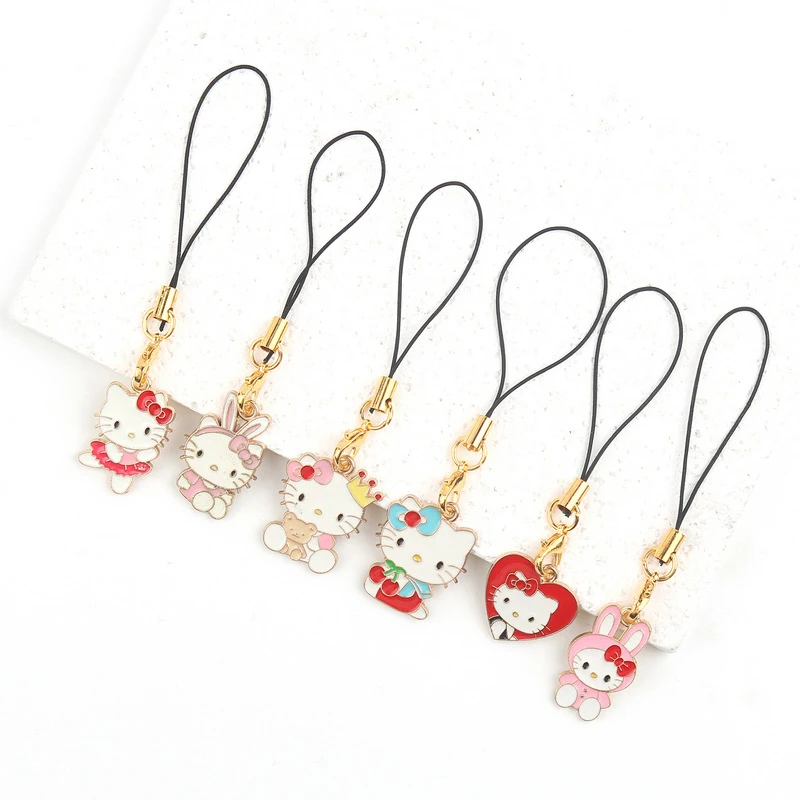 

Милый мультяшный ремень для сотового телефона с милым котиком для девочек, милый брелок для телефона