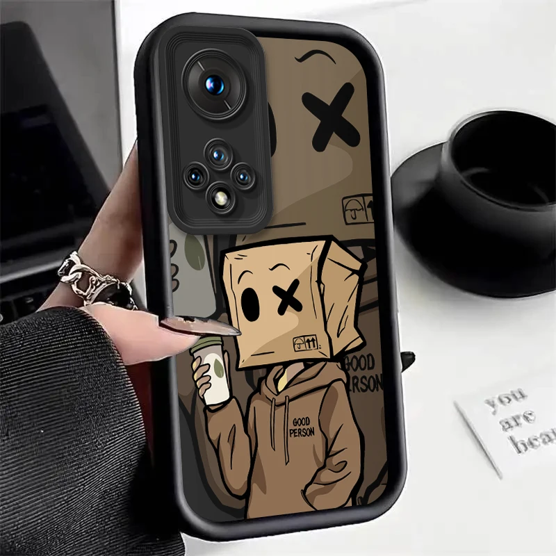 Cartoon Box Man Silicone Square Phone Case