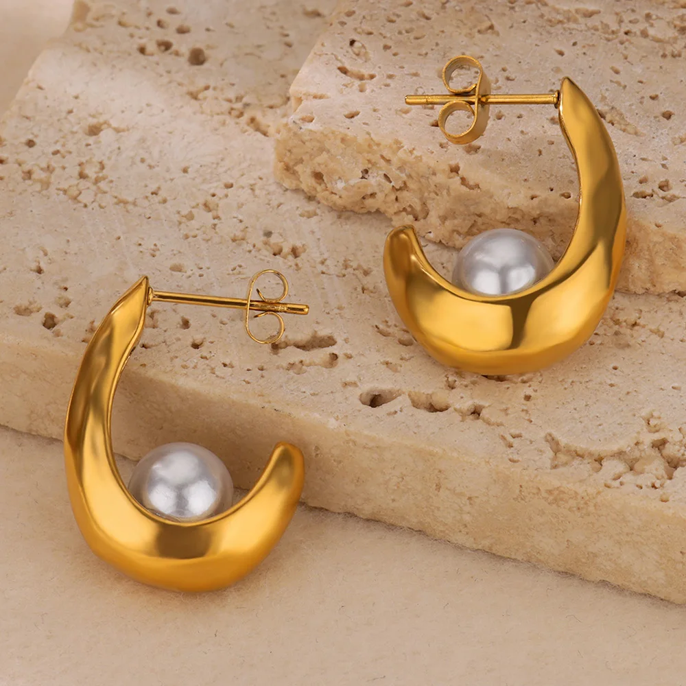 Earrings Pearl Stainless Steel