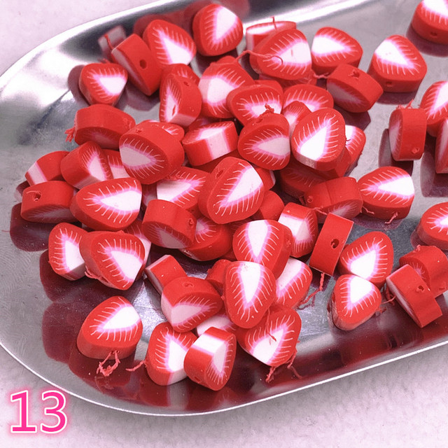 10mm Color Fruit Beads Polymer Clay Beads Polymer Clay Spacer Loose Beads for Jewelry Making DIY Bracelet Accessories