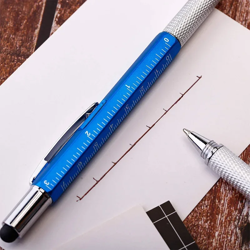 7 in1 Multifunction Ballpoint Pen Modern Handheld Tool Measure Technical Ruler Screwdriver Touch Screen Stylus Spirit Level