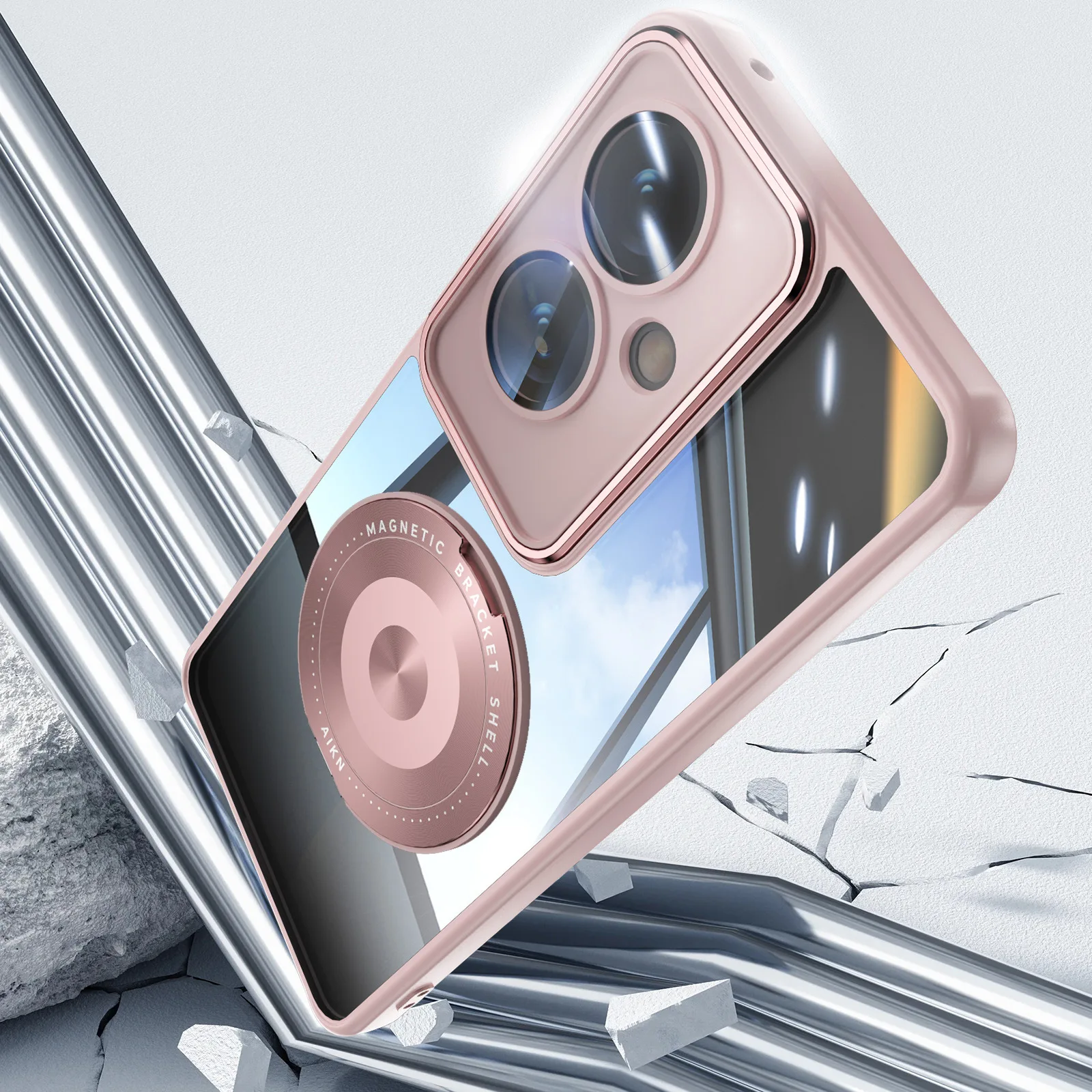 Premium Magnetic Metal TPU Case with 360° Protection & Wireless Charging Compatibility