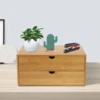 Office Minimalist Mini Bamboo Drawer Style Desktop Storage Box, Home Cosmetics Storage Box, No Assembly Required 1