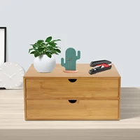 Office Minimalist Mini Bamboo Drawer Style Desktop Storage Box, Home Cosmetics Storage Box, No Assembly Required 1