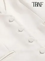 TRAF Women Fashion Front Button Fitted Waistcoat Vintage Sleeveless Welt Pockets Female Outerwear Chic Vest Tops - Image 4