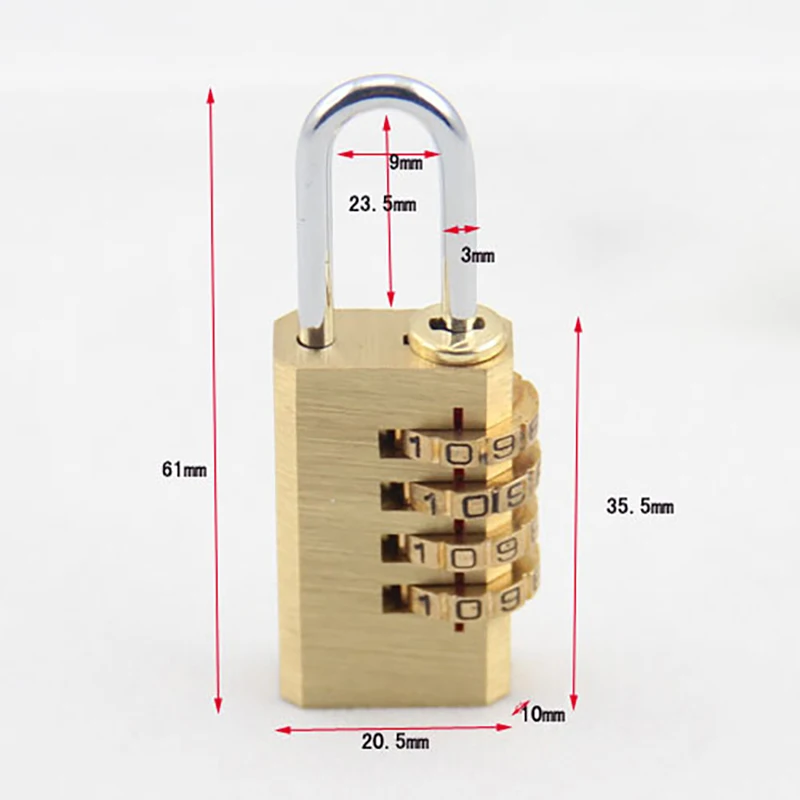Combination Padlock 4 Digit Password Anti-theft Copper Lock For School Locker etc