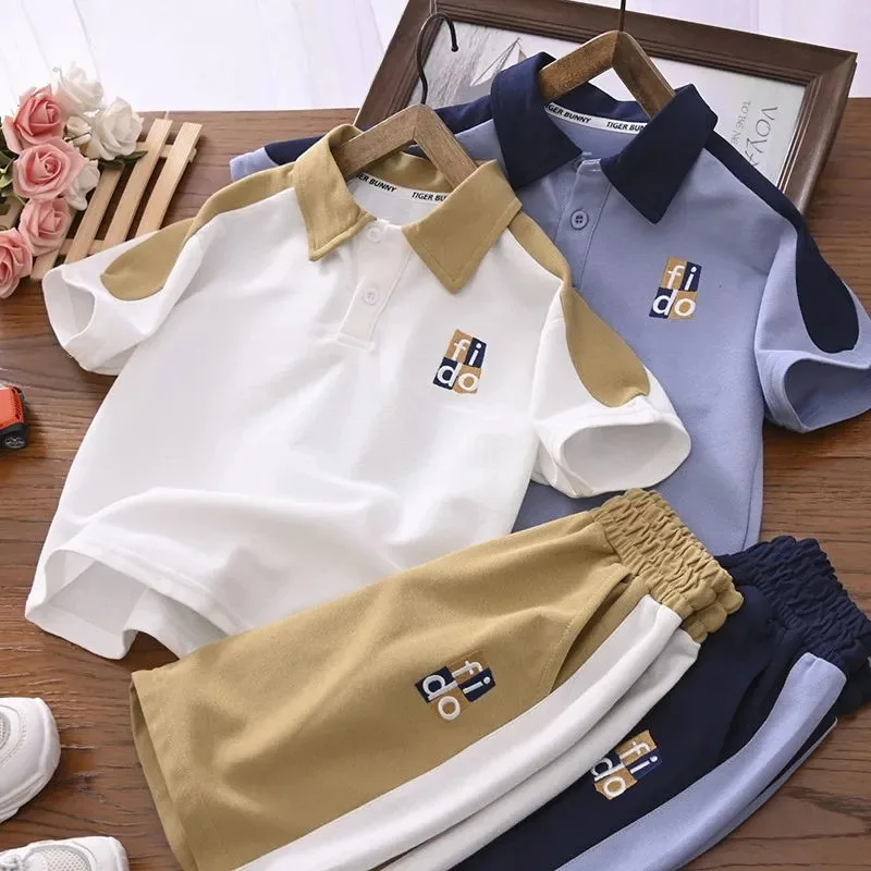 

4-14 Years Summer Teen Boys Clothing Set Sport Style Handsome Short Sleeve T-shirt + Pants 2Pcs Outfit Suit For Kids