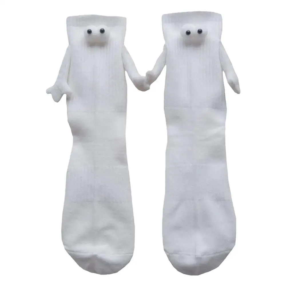 2 pares de calcetines tomados de la mano, calcetines magnéticos para  parejas, calcetines de tubo mediano, divertidos calcetines 3D novedosos