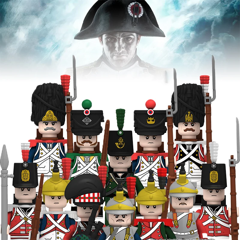 

WW2 Napoleonic Wars Military Figure Building Block Empire Navy British French Knight Infantry Soldier Weapon Bricks Kids Toys