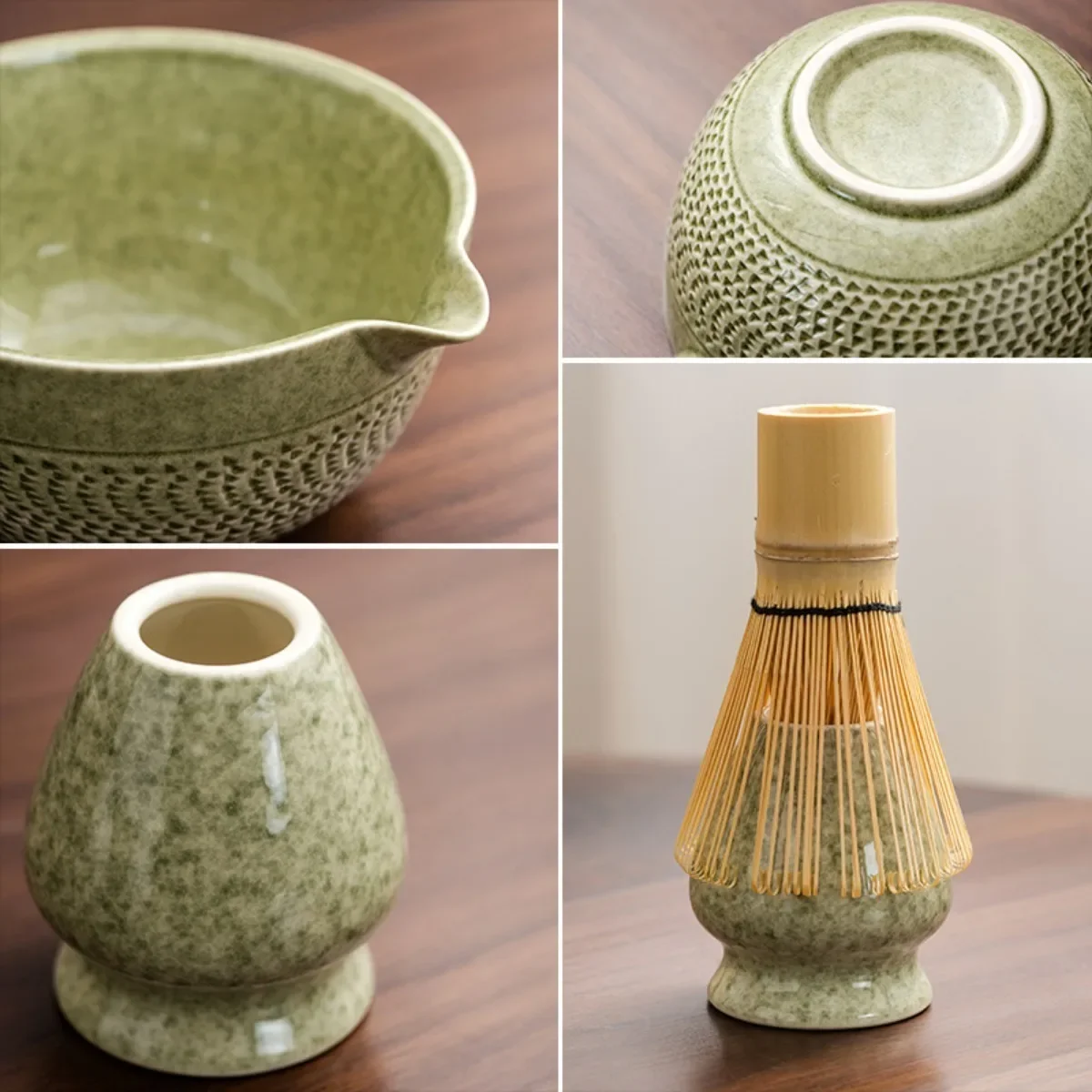 Matcha Set Match Bowl with Spout Matcha Whisk Holder Handmade Kit for Beverage Shop Tea Ceremony DIY Tea-Making Tools