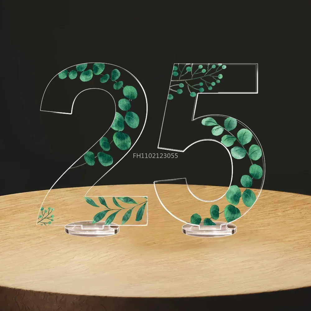 Modern Style Wedding Table Number Card Seat Cards for Engagement Wedding Party Supplies Floral and Leaf Acrylic Table Numbers