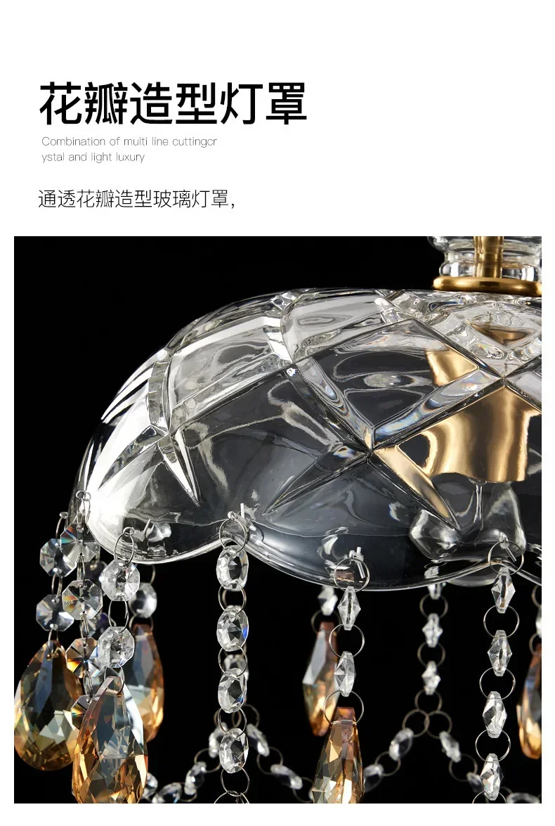 Description Picture 3 of itemRetro American Chandelier Indoor Luxury Decorative Crystal Porch Lighting Led Ceiling Lamp Bedroom Dining Room Hanging люстра