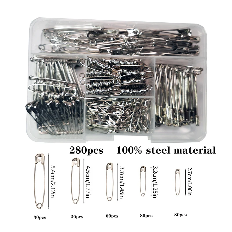 280 Piece Set of Safety Pins, Silver Anti Rust Pins, Used For Sharp Edge Pins in Clothing Sewing Arts and Crafts