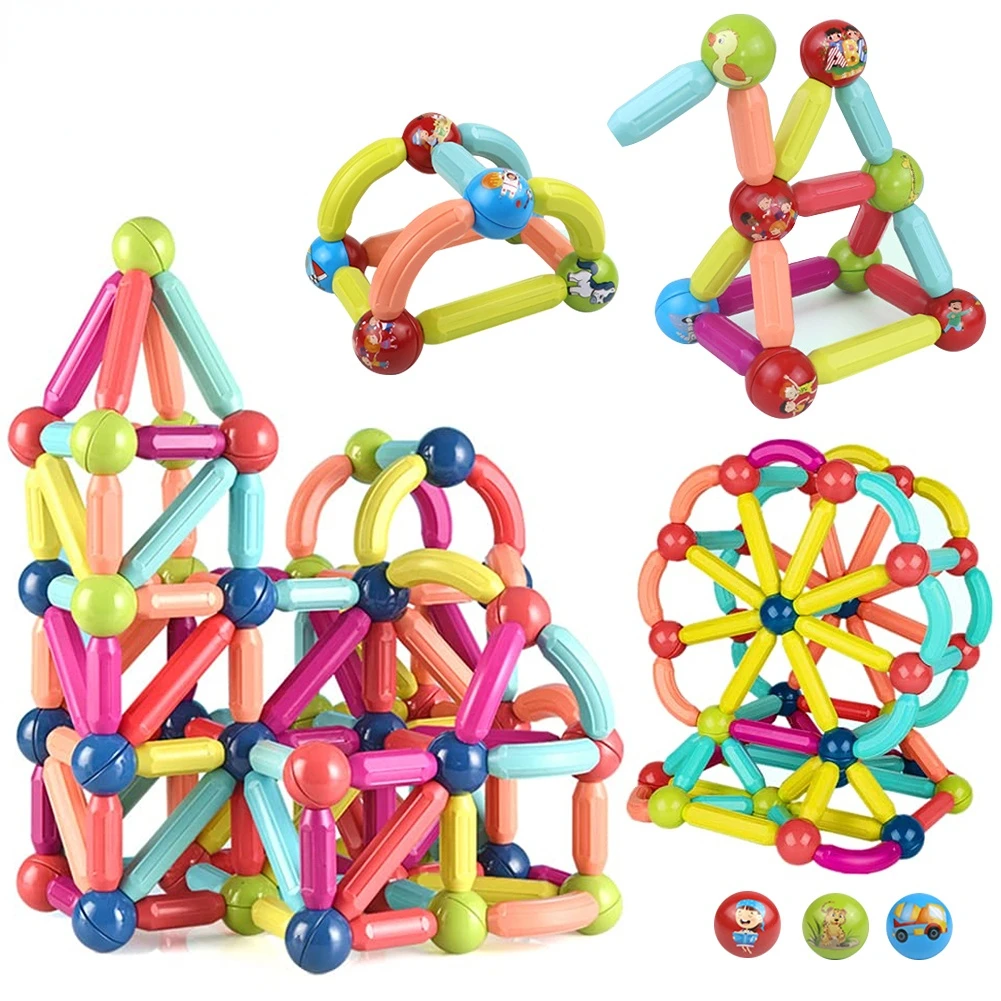 

Magic Magnetic Building Blocks Toy Magnetic Construction Set Magnet Ball Sticks Rod Games Montessori Educational Toys For Kids