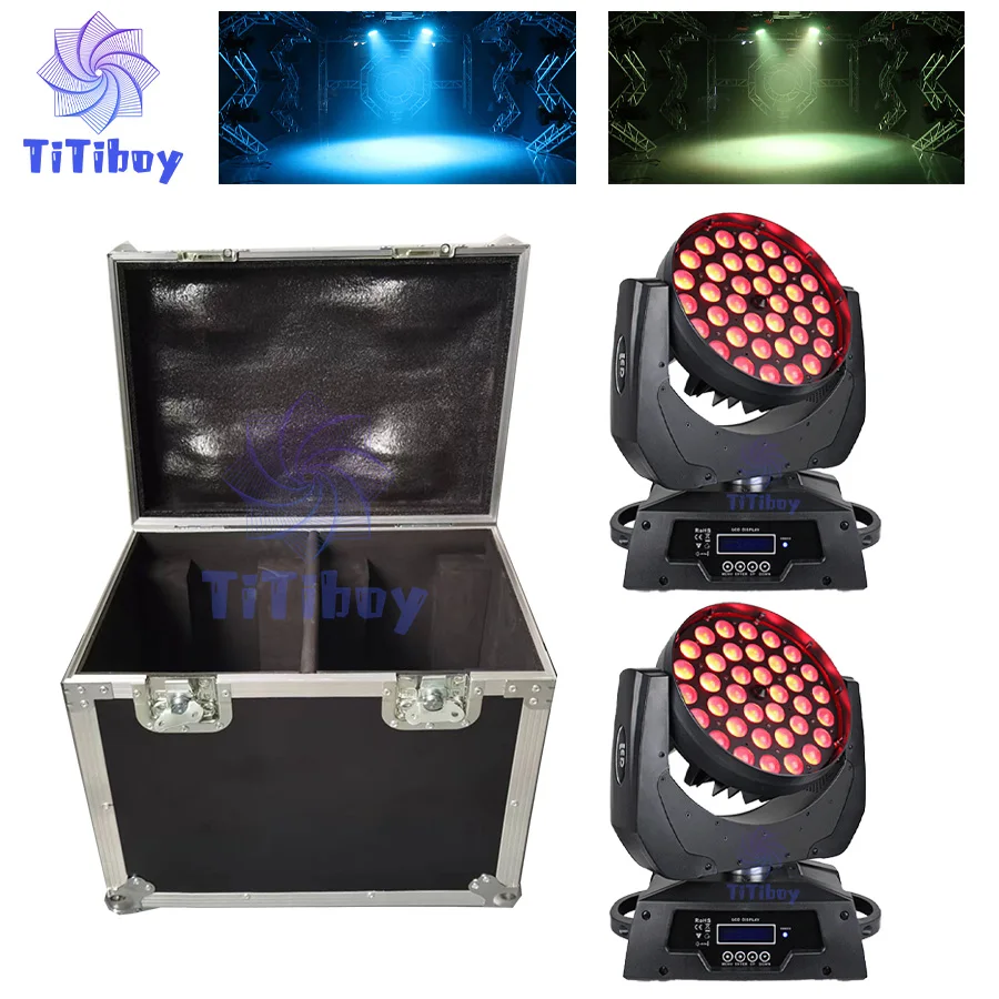 

0 Tax 2pcs LED Lights Wash Zoom 36x18W RGBWA+UV Moving Head Lighting With 1 Flycase For Professional DJ Equipment Effe