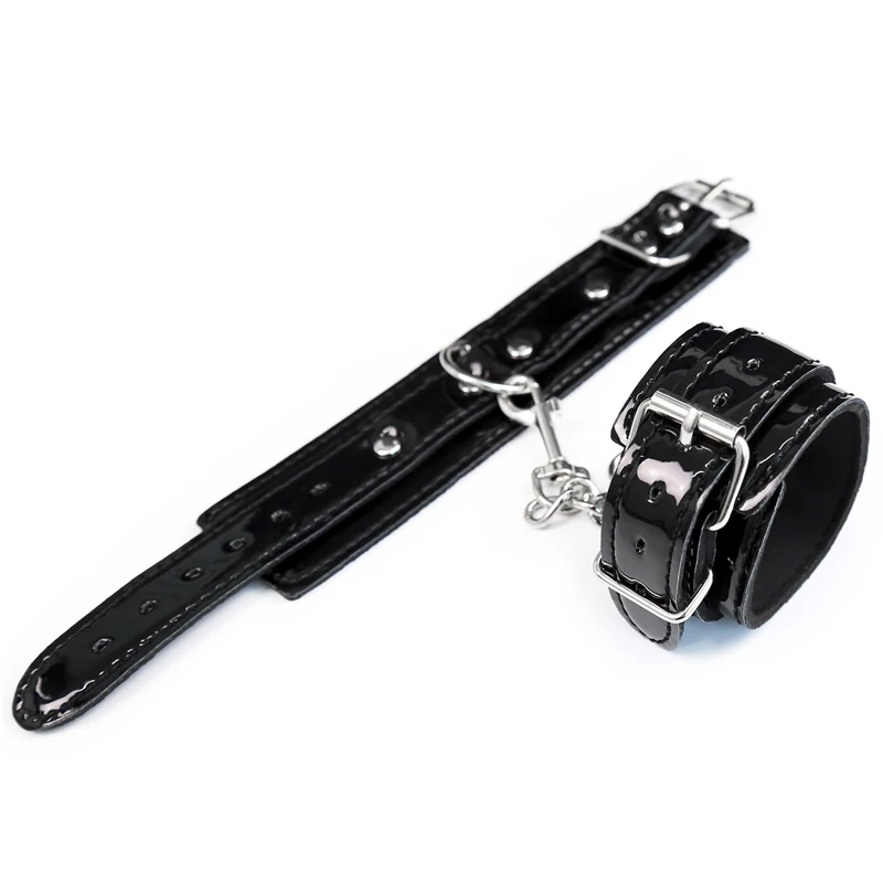 play Sexy Role Black Wetlook Sex Bondage Mask Hood with Lockable Plush Erotic Gloves H_voghion.com