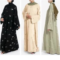 Ramadan moyen-orient luxe mode Robe à capuche Abaya fleur imprimé poignets brodé ample grande taille Robe 5