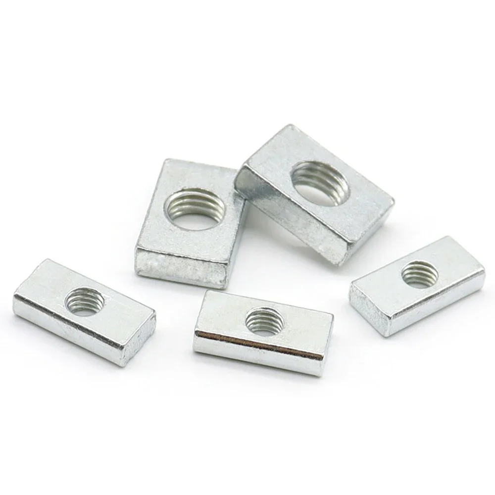 Aluminum Profile 10-50Pcs M3 M4 M5 M6 M8 Square Nut Rectangular Nuts Thin Slider Block Nuts Zinc-Plated Carbon Steel Aluminum Profile Accessory