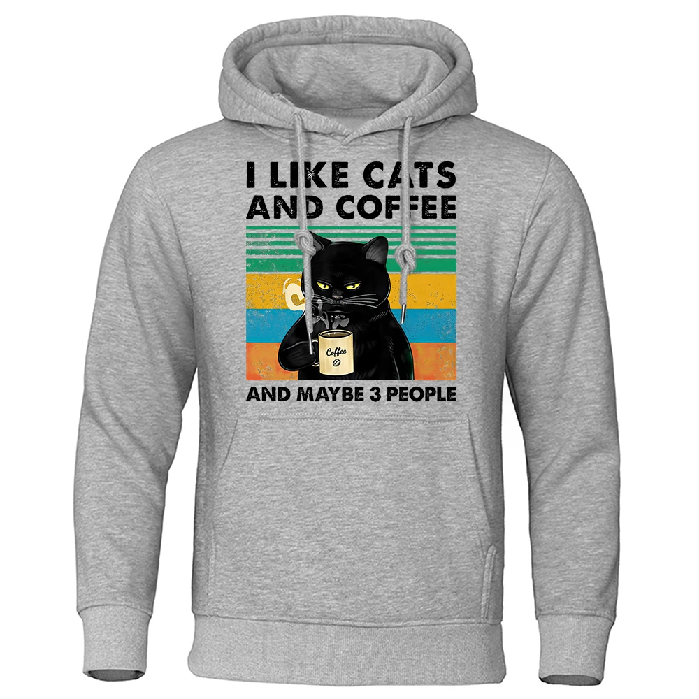 

Белая I Likecat'S и кофейная одежда для мужчин и женщин, уличные толстовки в стиле хип-хоп, Повседневная модная флисовая толстовка с круглым вырезом, свободная Мужская толстовка