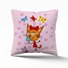 TpnkoTa Three Kittens Pillowcover My Family Three Happy Cats Pillow Case Kids Decorative Sofa Cushion Cover No Pillow 45cm 1