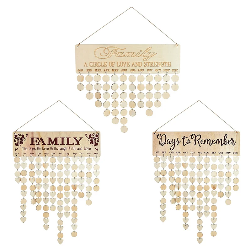 

Drop Wood DIY Chritsmas Birthday Special Days Wooden Calendar Board Friend Family Birthday Reminder Calender Board Hanging Decor