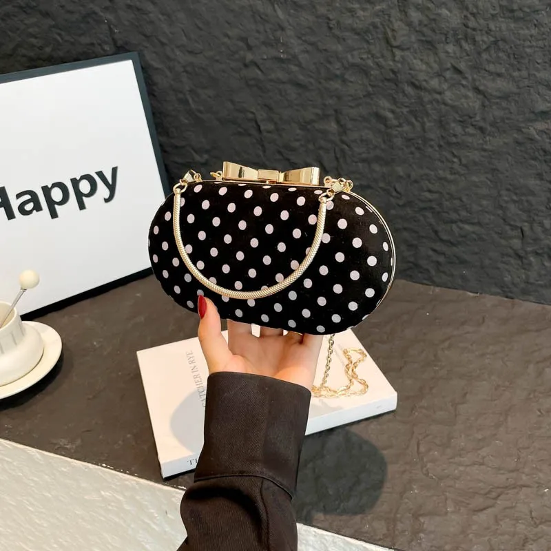 Dots Prom Handbags with Chain Party Handbag Small Purse Wallets for Women Prom Event and Special Occasion