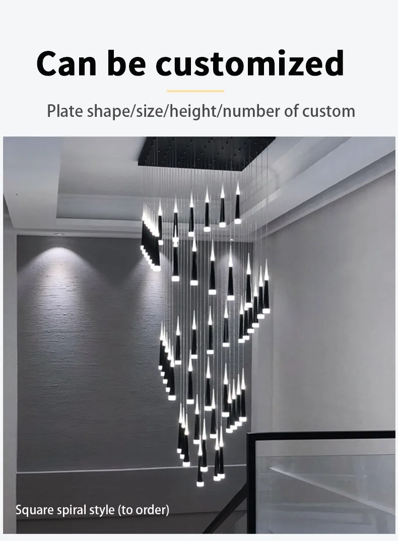 globe pendant light Stair chandelier modern minimalist atmosphere creative duplex building empty loft villa living room rotating long chandelier hanging lights for bedroom