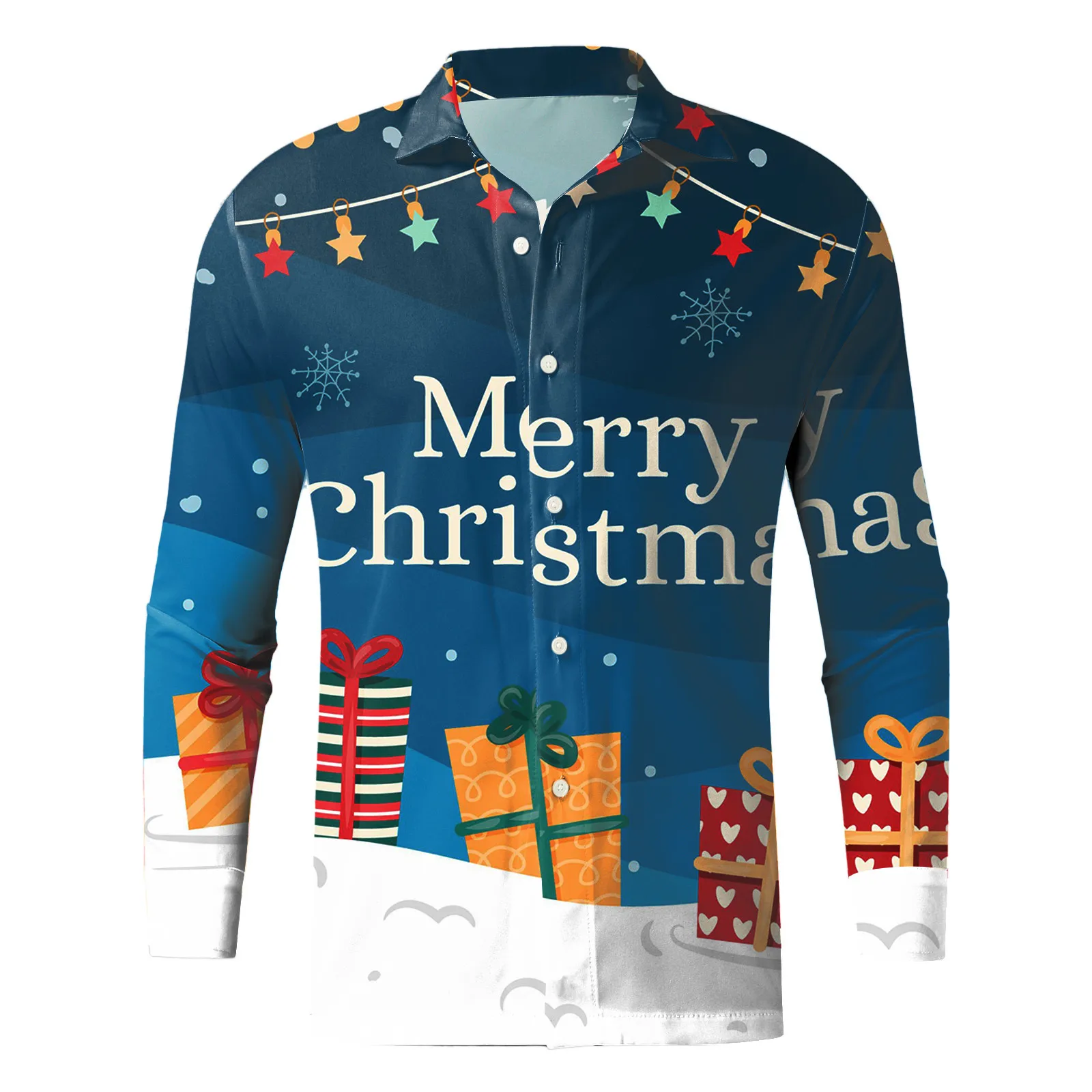 

Men's Christmas Santa Claus 3D Print Hawaii Shirts Casual Lapel Single Breasted Short/Long Sleeve Tops New Year Vacation Clothes