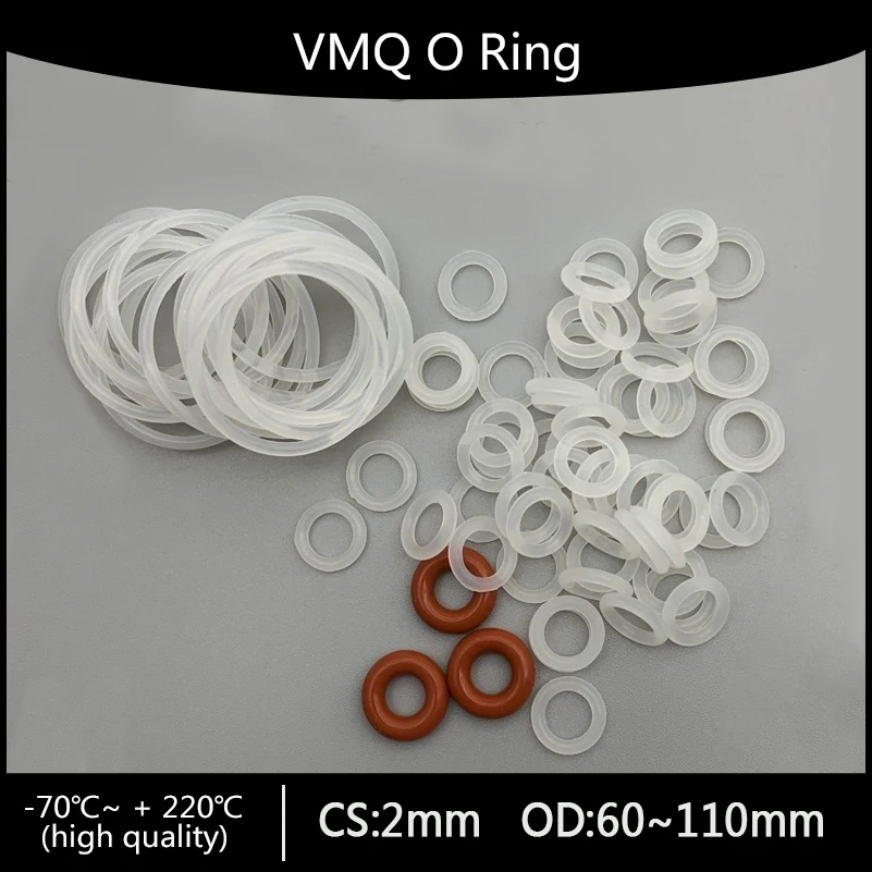 

10pcs VMQ Silicone Rubber Ring Sealing Gaskets CS 2mm OD 60~110mm Silicone O Ring Sealing Gasket Food Grade Rubber O-Ring Washer