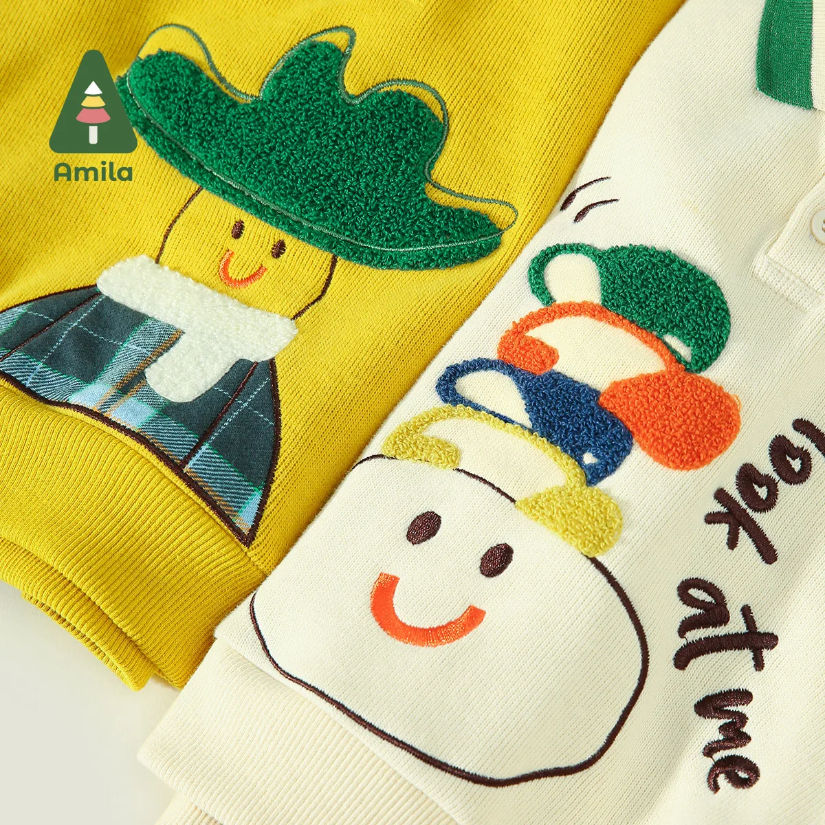 Amila Baby Boy Hoodie Winter New Multicolour Polo Collar Soft Cartoon Pattern Towel Embroidery Baby Clothing
