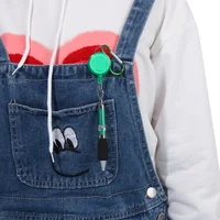 1Pc Metal Retractable Pull Rope Ballpoint Pen Lanyard Key Chain Mountaineering Buckle Stationery Writing Tool School Supplies 5