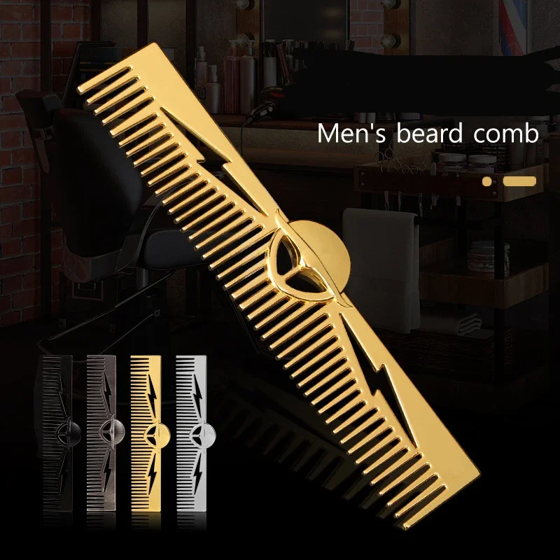 

Beard Face Hair Grooming Styling Alloy Straight Hair Beard Detangler Comb Men Wet Dry Curly Thick Wavy Straight Hair Beard Comb