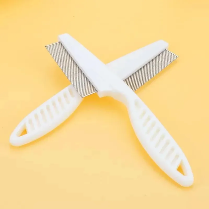 Pet Comb Stainless Steel Fine Tooth Puppy Cat Hair Grooming Brush Dog Flea Louse Shedding Tools Cat Dog Bath Cleaning Supplies