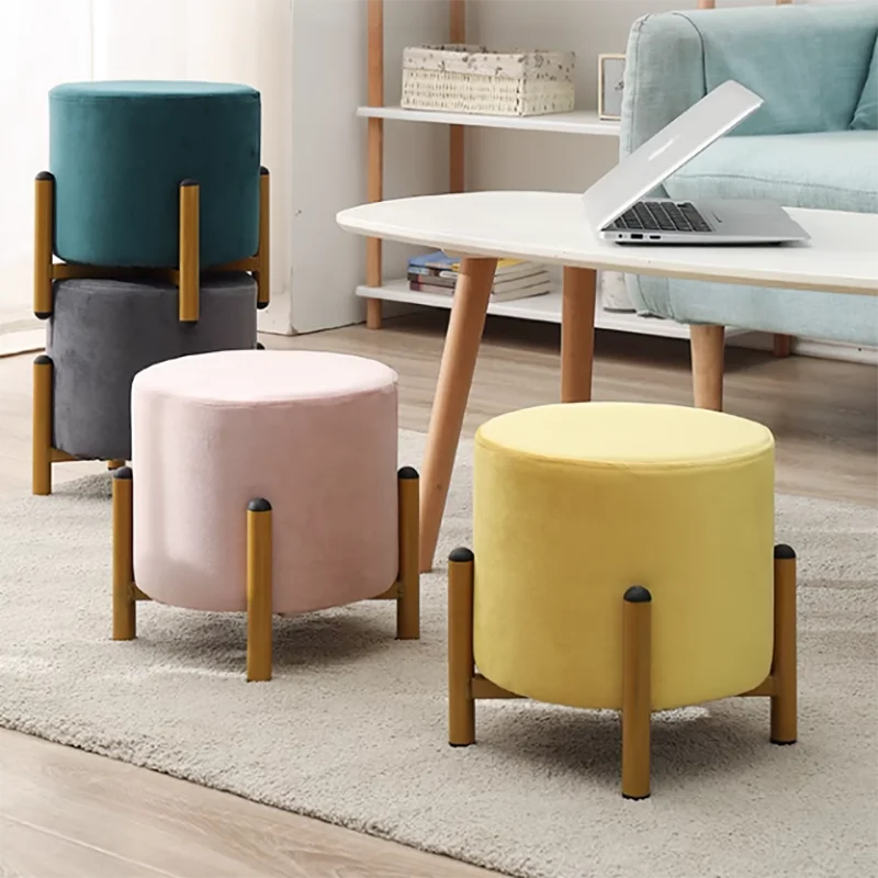 

Portable Lounge Foot Stool Bedroom Creative Unique Living Room Shoe Bench Minimalist Office Tabouret Chambre Design Furniture