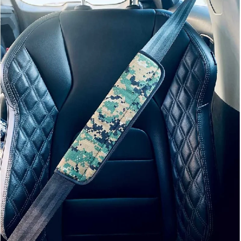 1PC Soft Velvet Camo Seat Belt Covers with Forest Design, Perfect Car Accessory for Adults, Youth, and Kids