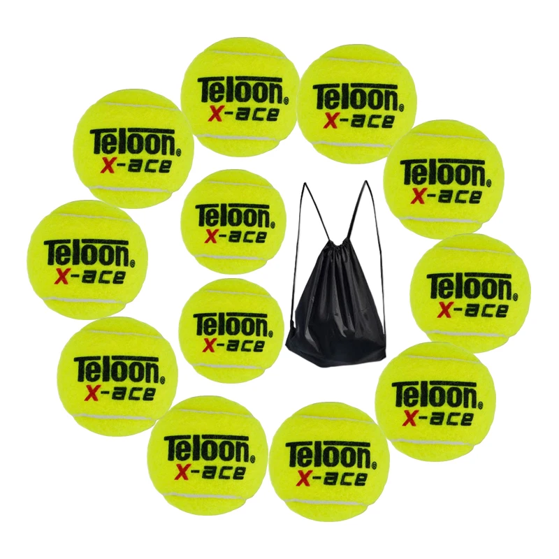 

Teloon Tennis Ball X-ace Wool Advanced Player Amateur Competion Professional Training Ball Bouncy Ball Tennis Practice 12 Packs