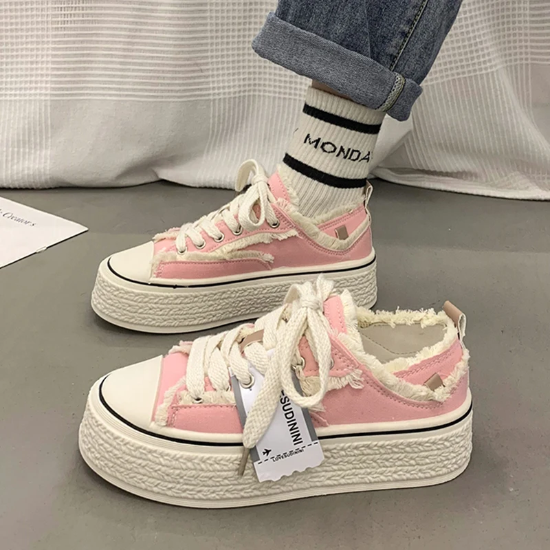 

Женские эспадрильи с круглым носком, универсальные повседневные кроссовки в Корейском стиле на платформе, новинка 2023