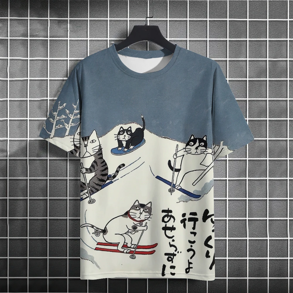 Funny Cat 3D Print Unisex T Shirt Short Sleeve Oversized Tee