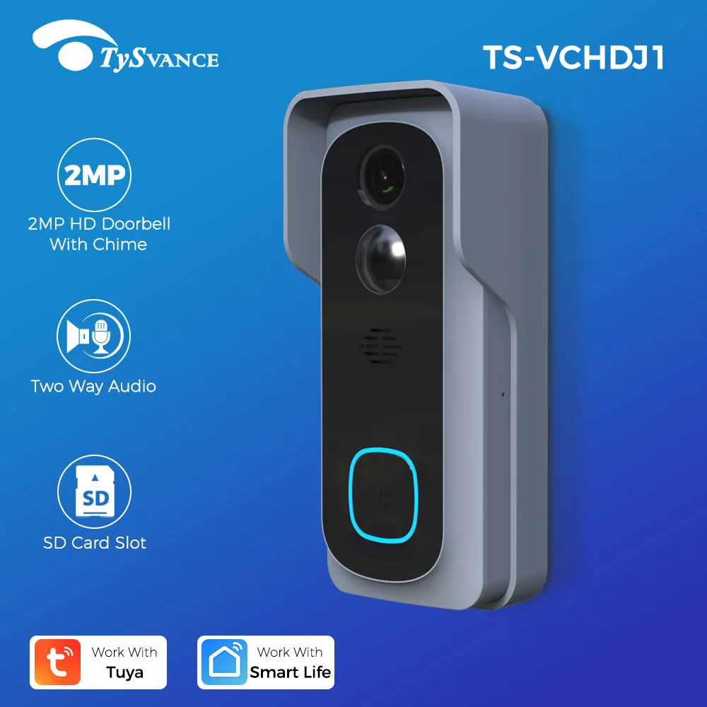 

Tuya Smart Wire-Free 1080P Full-HD Home Video Doorbell WIFI Battery With Chime Two Way Audio PIR Motion Detection 2MP Camera