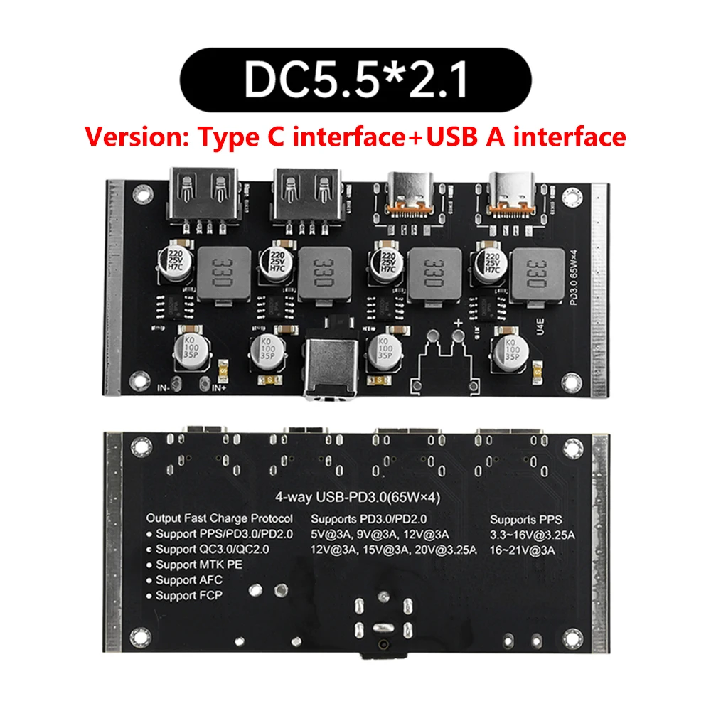 ตัวเลือกสินค้า โมดูลชาร์จเร็ว PD65W 4 ทิศทาง รองรับ PD3.0 QC3.0 Type-C