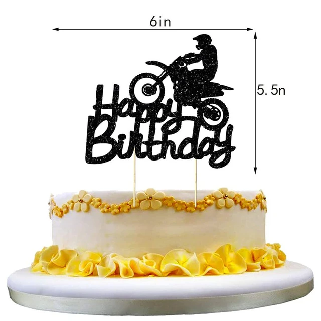 Motorcycle Racing Theme Birthday Cake Topper Extreme Sports Racing