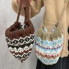 2in1 New Design Drawstring Bag-Hat Hand-crocheted Warm Crossbody Bag Hat Outdoor Wallet Purse Knitted Pullover Beanie Hat Girls 6