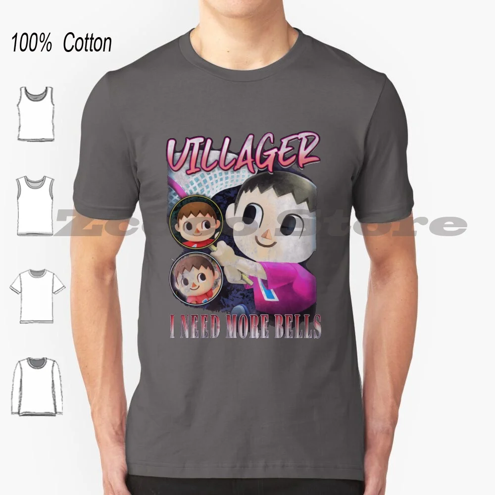 T-Shirt Vintage Villager 100% Cotone Uomo Donna Modello Personalizzato Smash Bros Smash Ultimate Smash Bros Ultimate Smash