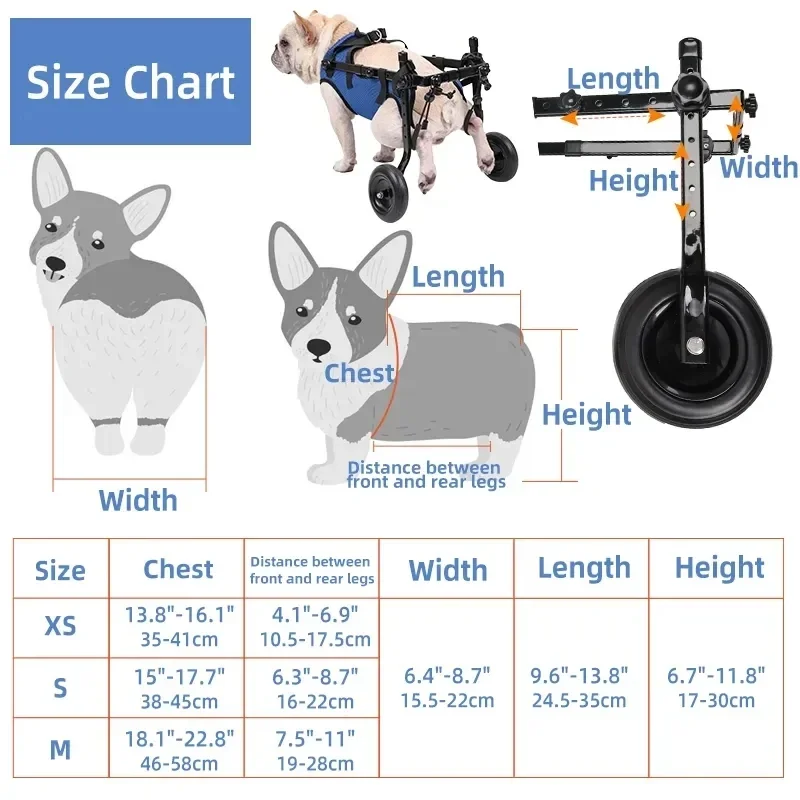 

Pet Wheelchair Mobility Walk Rehabilitation Trolley Leg Hind Limb Adjustable Tools Cat Aid Disabled Dog Legs Light Dogs