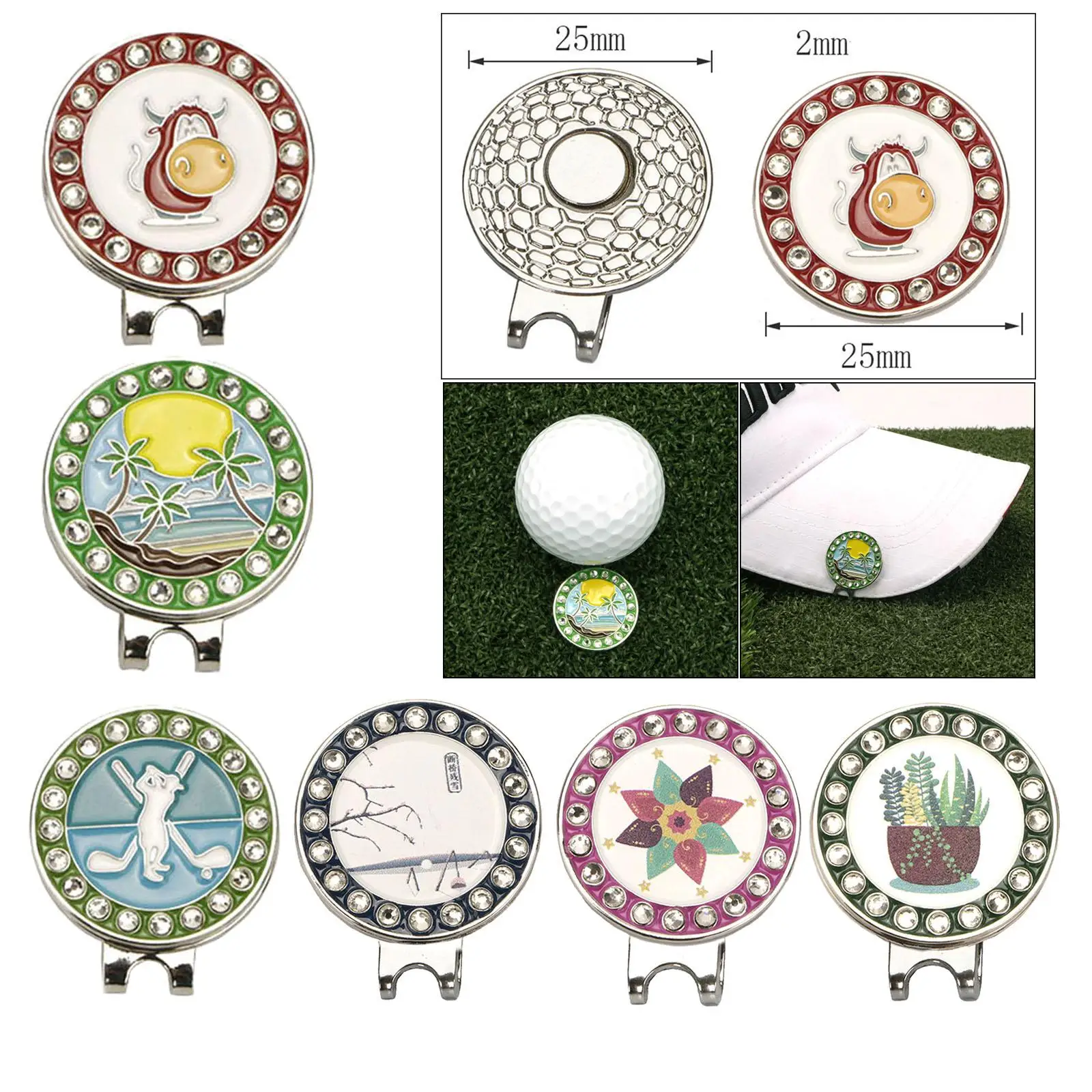Golf Ball Marker Hat Clip Golf Putting Training Ball Position Accessories Hat Clips Removable