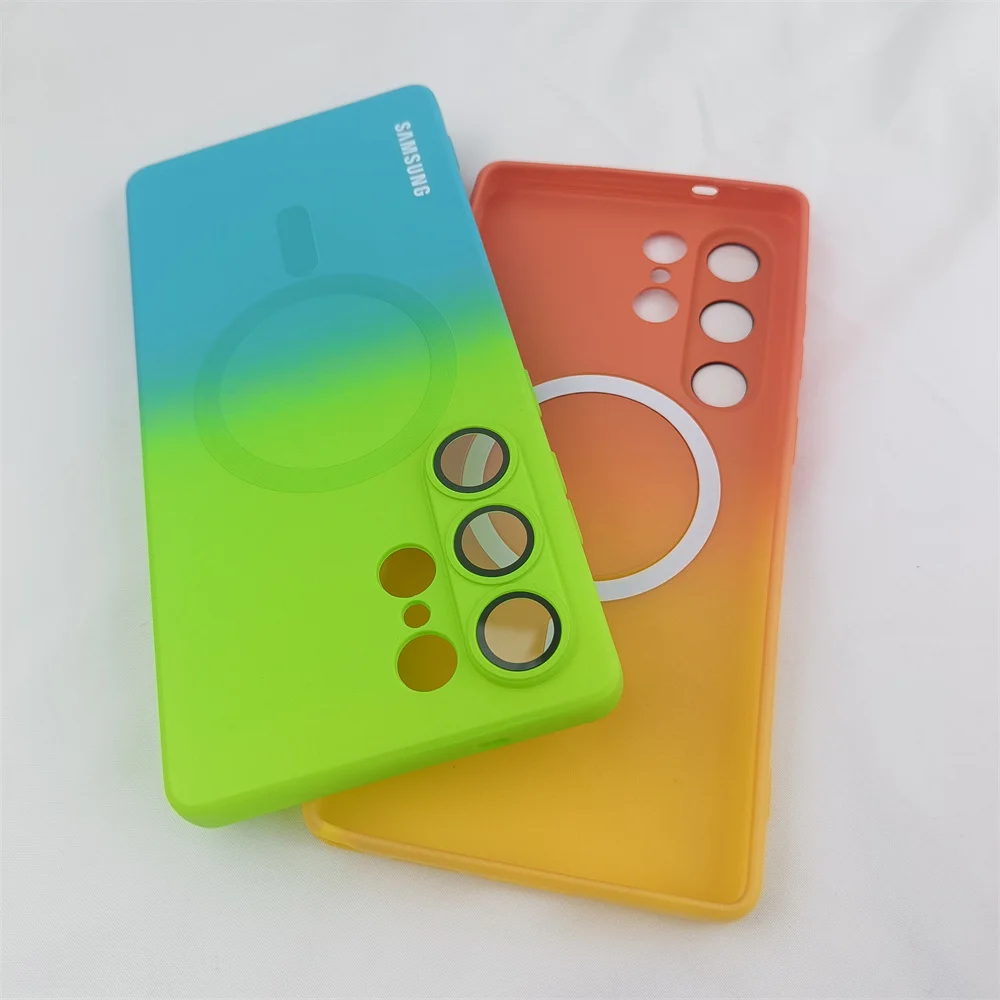 Luxury Silicone Gradient Case with Lens Protection and Magnetic Bumper Cover