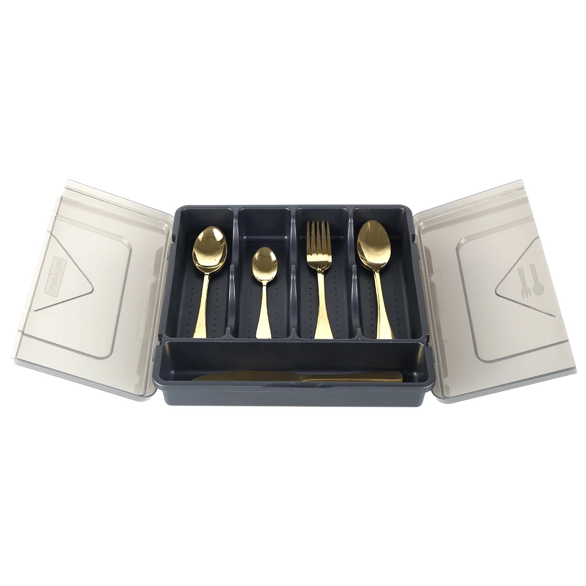 Cutlery Organiser for Kitchen Drawers Portable Cutlery Storage Box with Transparent Lid Sealed Dustproof Cutlery Organiser Trays