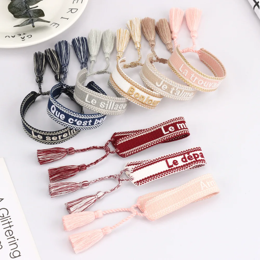 Bohemia Creative Handmade Embroidery French Letter Bracelet For