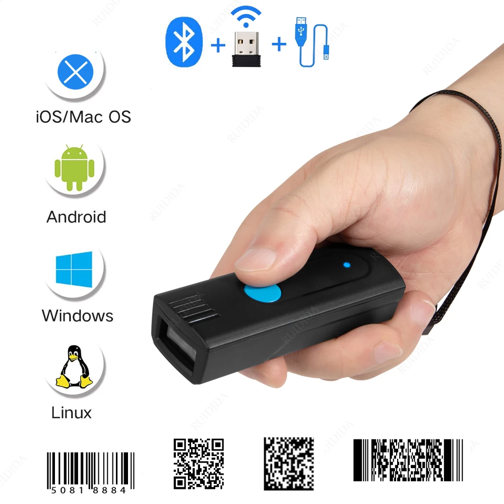Packot Barcode Scanner Mini Wireless and Bluetooth qr Code Reader Portable 1D 2D Bar Scanner Handheld For Courier Logistic Shop