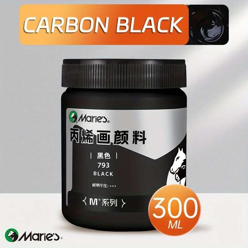 طلاء أكريليك أسود من ماري، قطعة واحدة 100/300 مل 3...